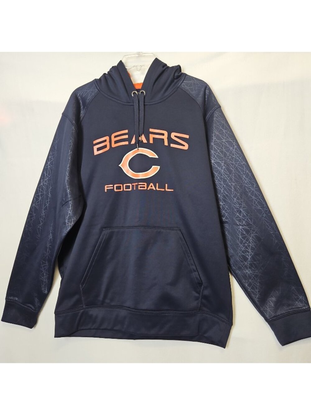 NFL Chicago Bears Football Majestic Mens Hoodie Sz L Large Blue Orange Pocket
